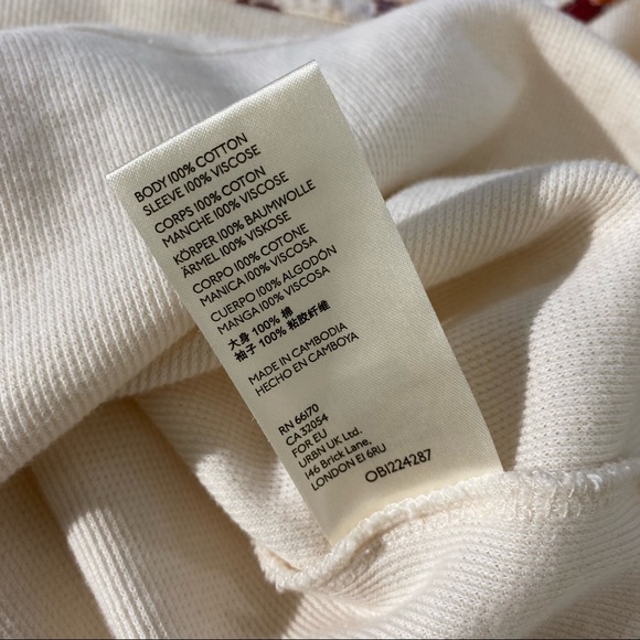 ANTHROPOLOGIE Annette Cream Waffle Knit Floral Sleeve Thermal Tee - Picture 6 of 7